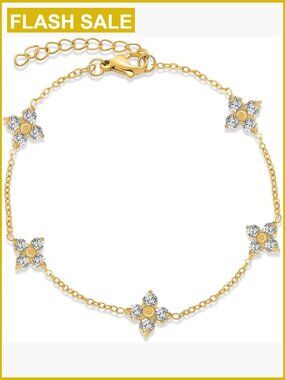 Adjustable Tennis Bracelet 14K Gold Plated Surgical Steel Hypoallergenic CZ